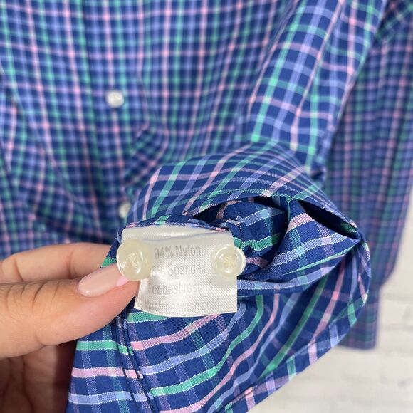 Vineyard Vines Performance Golf Shirt Mens XL Long Sleeve Wicking Plaid Gingham - Picture 4 of 8